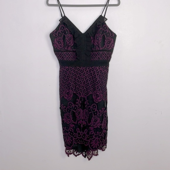 Adelyn Rae lace eyelet cocktail black pink dress - Picture 1 of 10